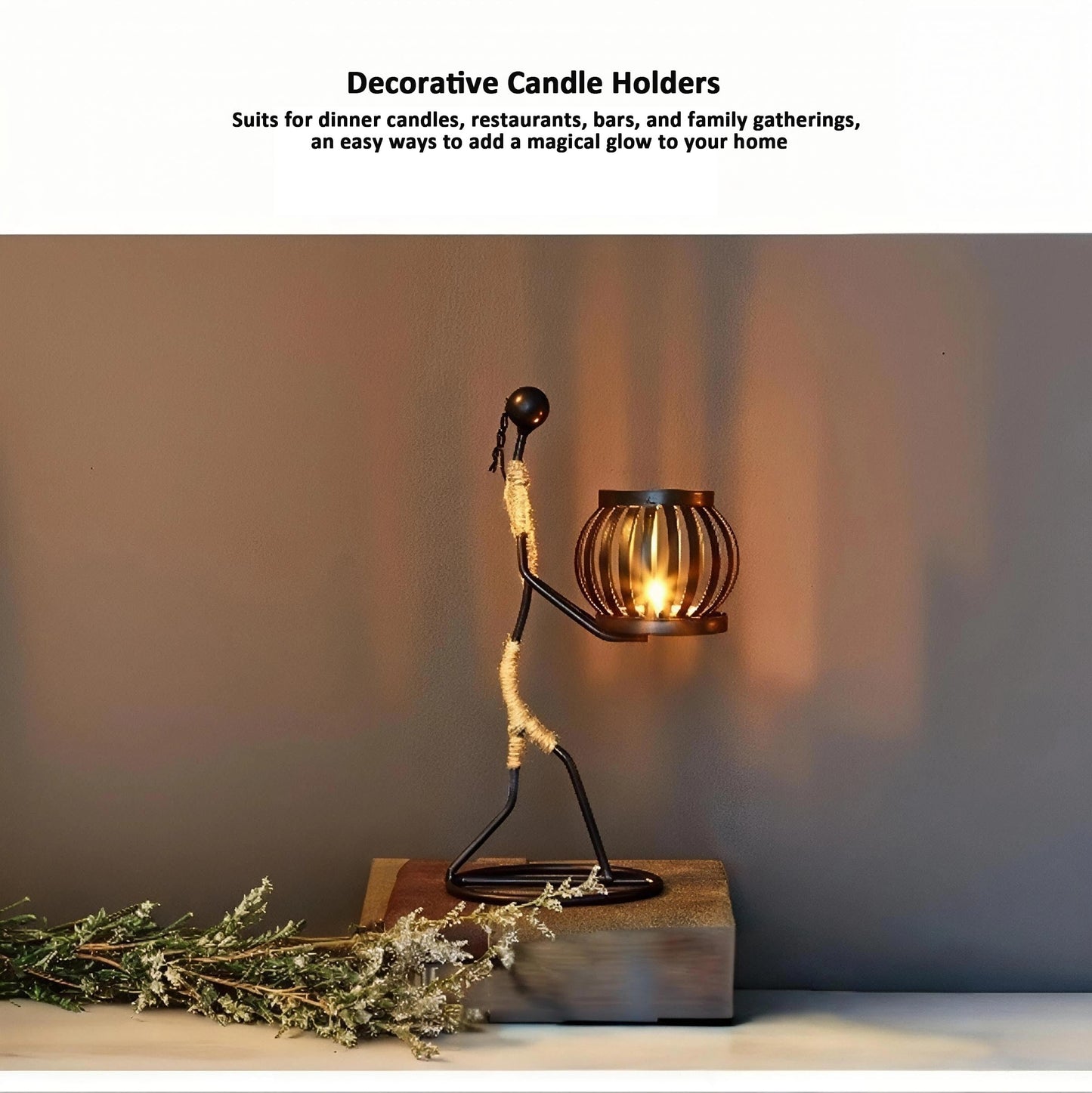 Candle Holder Decor for Centerpieces, Tea Light Candle Holder for Home, Bar, Restaurant, Hotel Dinning Table Decor, Handmade Iron Craft (Style H)