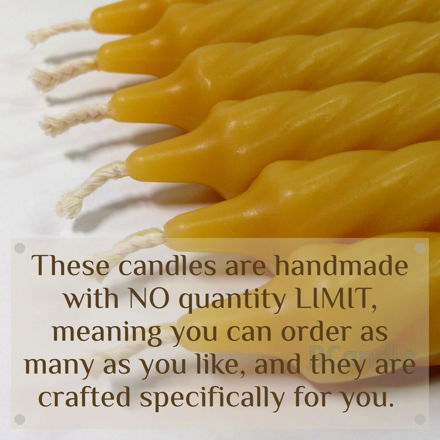 100% Beeswax Spiral Twist Taper Candles (Set of 4) Organic 8" H, 3/4" d