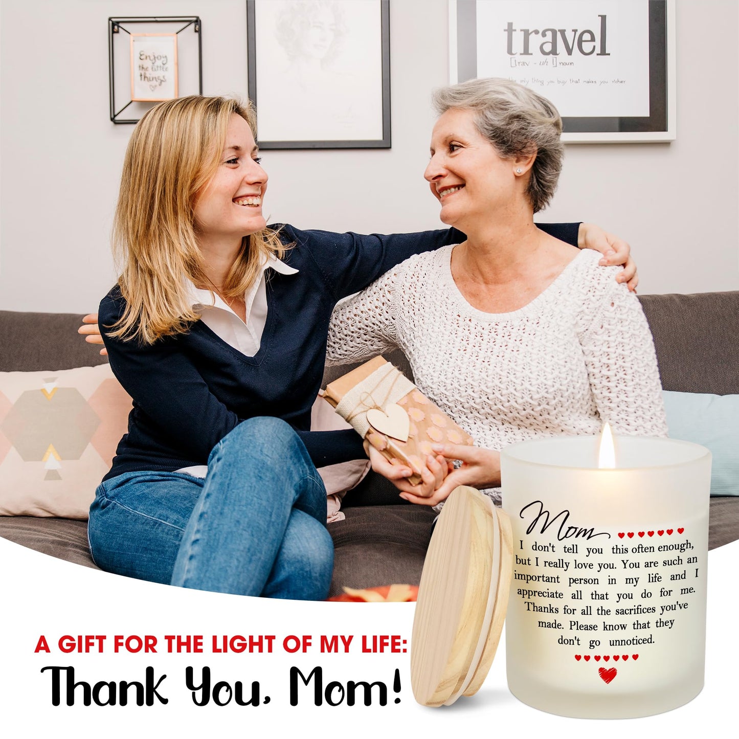 TEEZWONDER Birthday Gifts for Mom - Long Lasting Vanilla Lavender Candle 10 oz - Mothers Day Gifts from Daughter Son, Mother Gift Ideas, Gift for Mama Mother in Law, Candles for Women