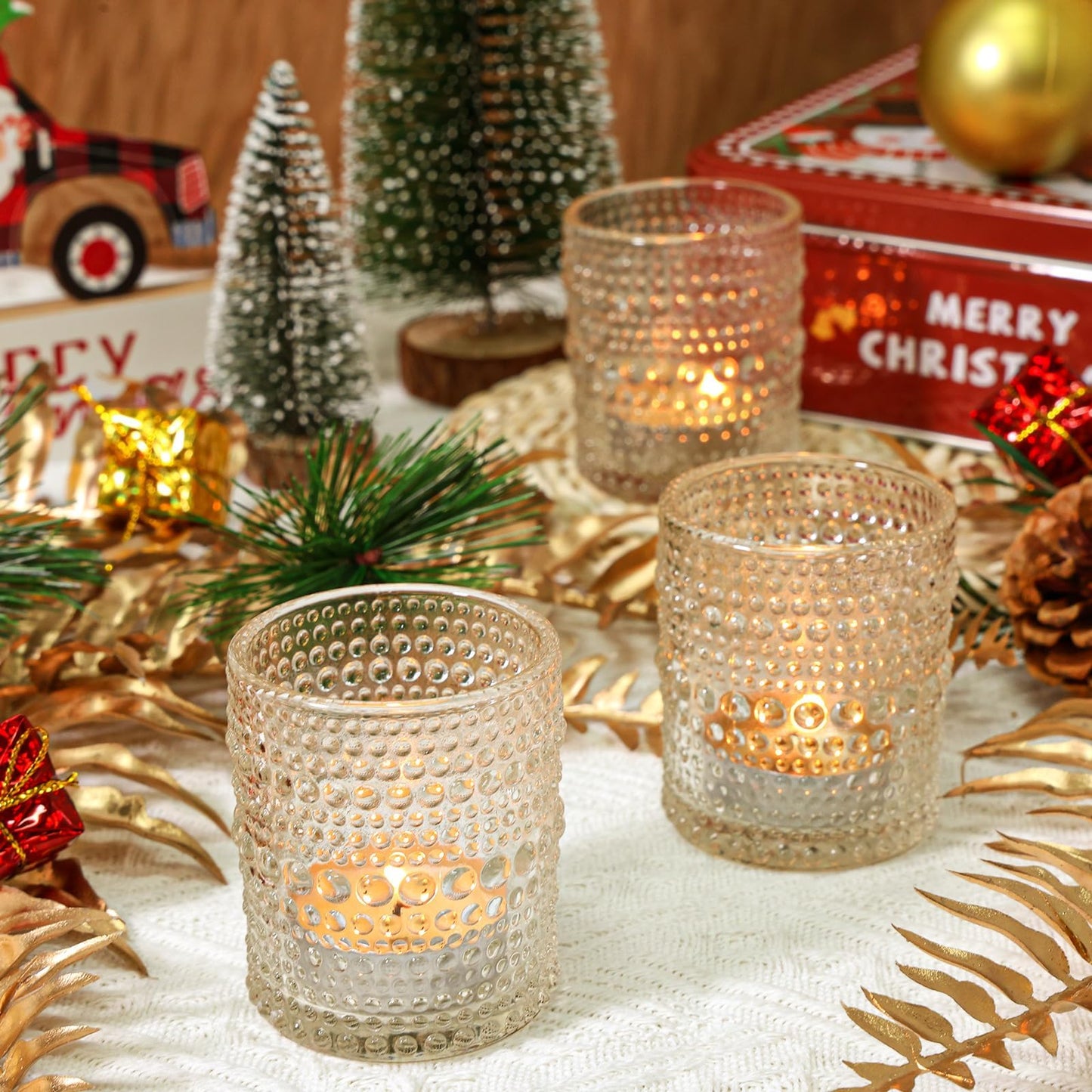 SUPMIND 24 Pcs Votive Candle Holders, Glass Holders Bulk for Table Centerpiece, Tea Lights Candle Holders for Wedding Shower, Party and Home Decor Clear