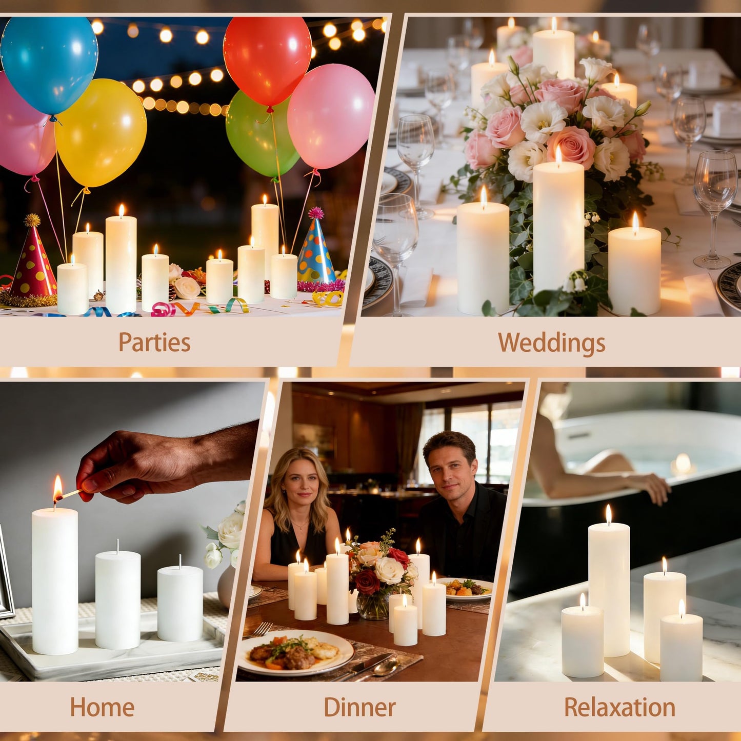 SDBALLBZ 18 Pcs White Pillar Candles Bulk Set, 2x3” 2x4” 2x6” Paraffin Hurricane Candles, Unscented Dripless Smokeless, Long Burning for Party Wedding Events Home Decor