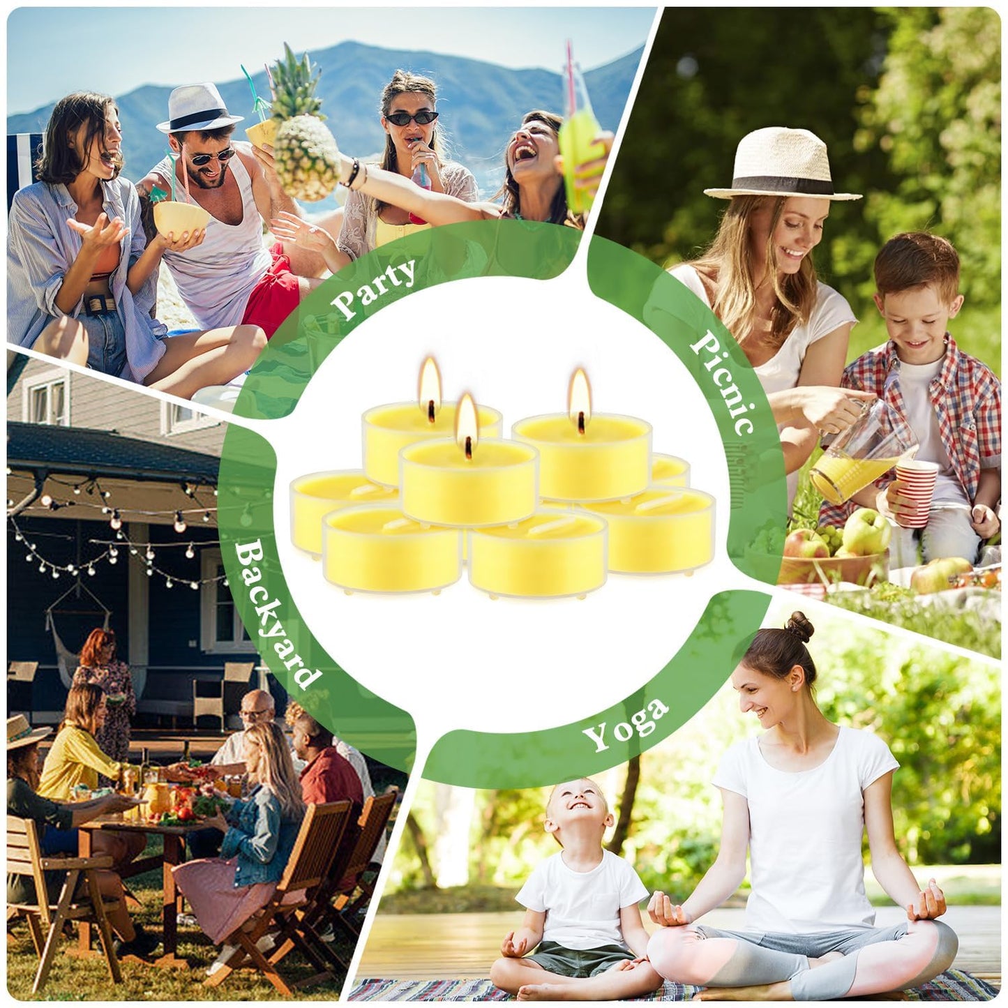 Wfmolcand 3.5-Hour 50Pack Citronella Tealight Candles, Outdoor and Indoor Summer Scented Candle,Natural Soy Wax Candle for Home Patio Garden Yard Balcony,BBQ Birthday Emergency