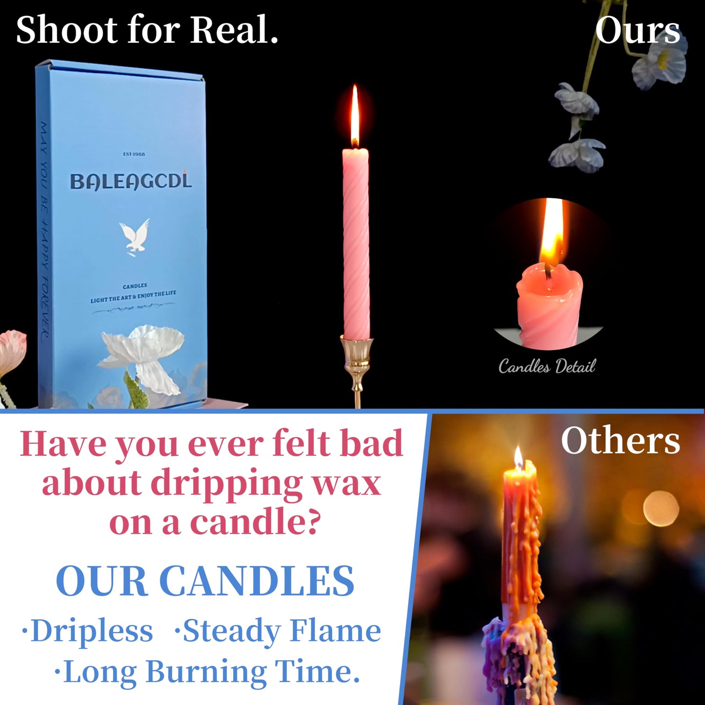Dripless Spiral Taper Candles Unscented Pink Smokeless Long Dinner Candles 10 Inch Long Lasting Burn Candlesticks for Home Decoration Women Gifts(2Pcs)