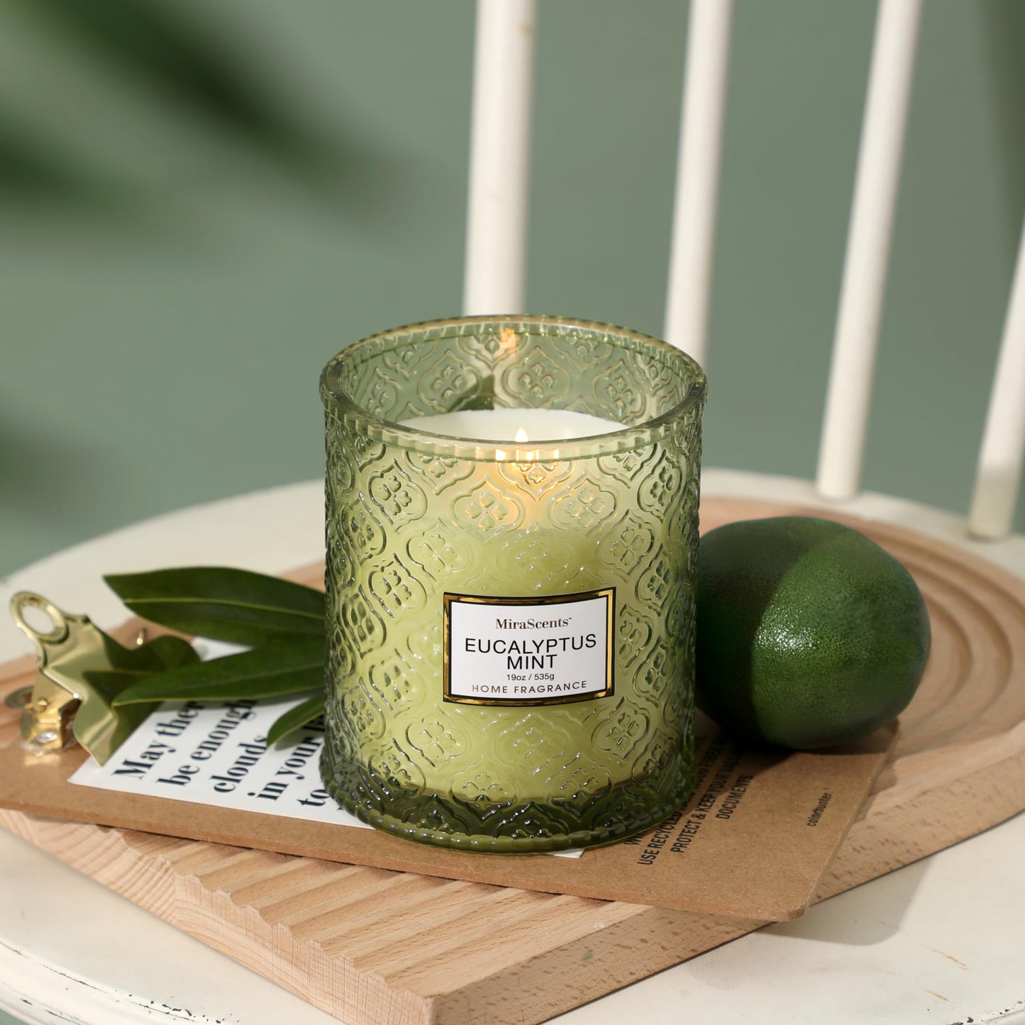 Eucalyptus Mint Scented Candles, Large Natural Soy Candle, 88 Hours Burning Time,Christmas Winter Decorative Candles in Glass, Aromatherapy Candle Gift for Women, 19oz