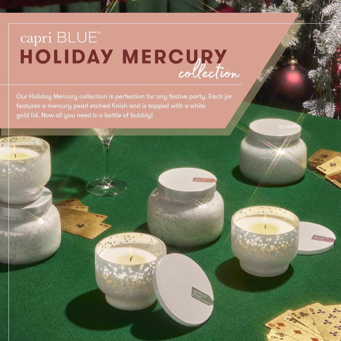 Capri Blue Holiday Mercury Jar Candle - Luxury Scented Candles for Home Decor - Long Lasting Soy Wax Blend- Decorative Jar for Holidays - Signature (Volcano, 19 oz)