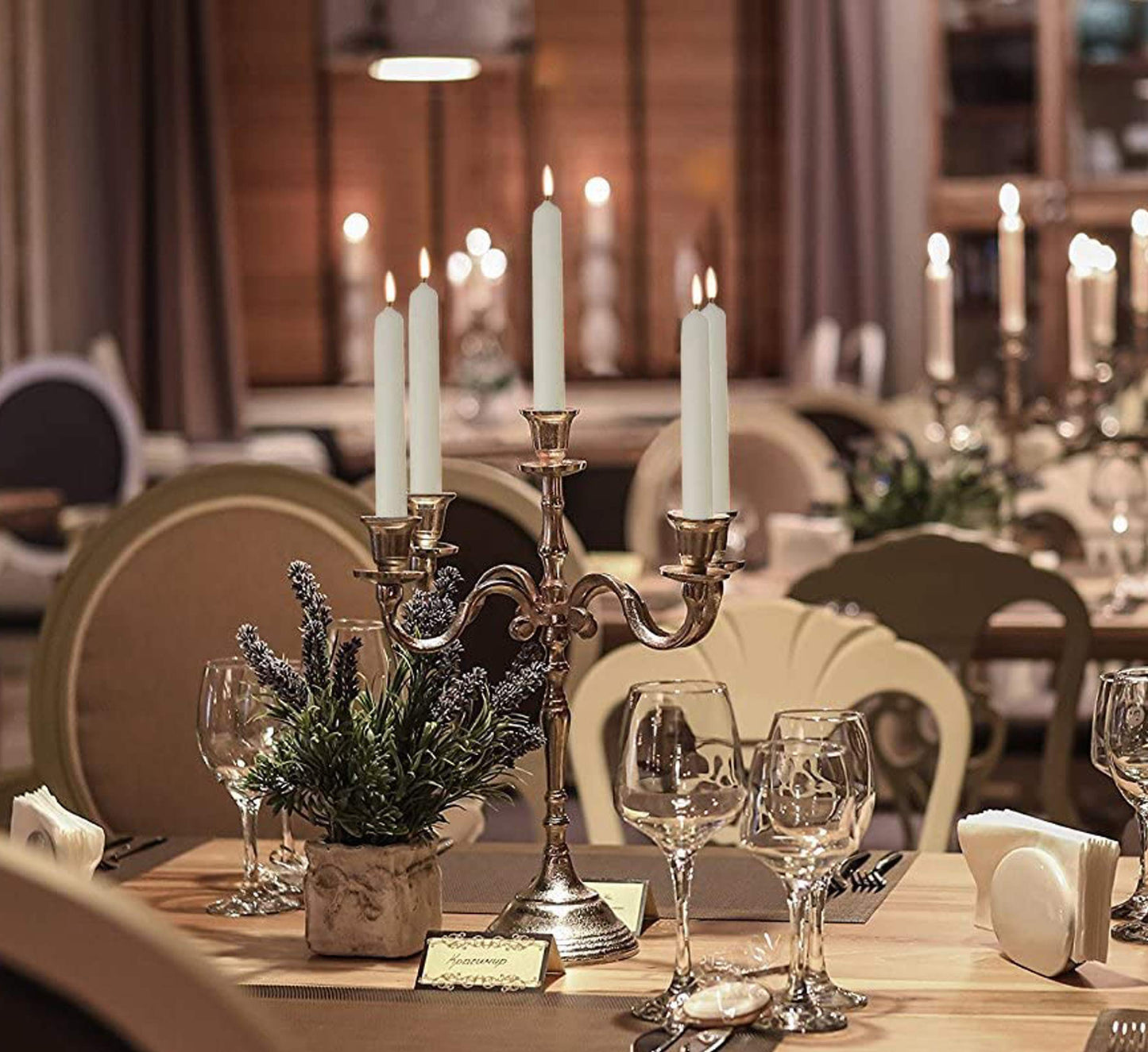 Hyoola 10" Beeswax Taper Candles 12 Pack - Handmade, All Natural, 100% Pure Unscented Bee Wax Candle - Tall, Decorative, White - 10 Hour Burn Time