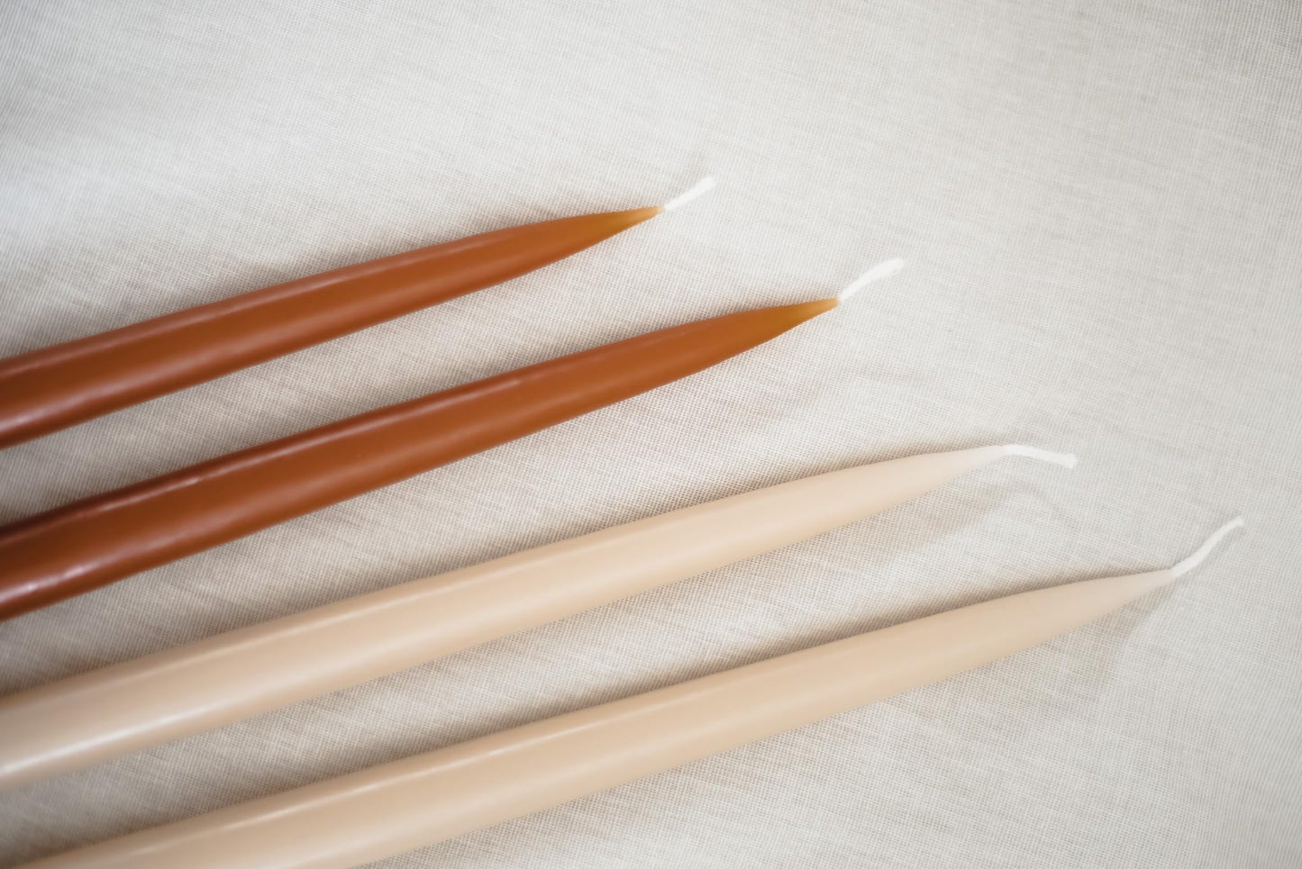 Kunstindustrien® Taper Candles – Set of 4, 13.8" – Made in Denmark, Long Burning Candles 15h, Unscented & Smokeless Candlesticks – Elegant Tall Candles for Weddings, Dinners & Home Decor (Nude)
