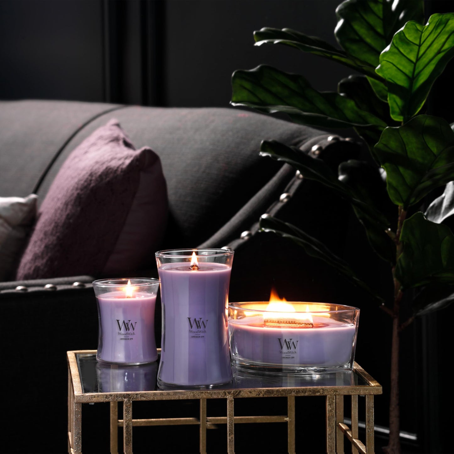 WoodWick Lavender Spa Gifts for Women and Men, 16 oz Ellipse Candle with Crackling Wick