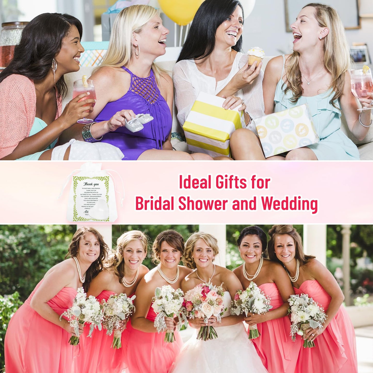 JEFHOMKIT 100 Set Wedding Favors - Heart Shaped Tealight Candles and Thank You Cards with Organza Bags
