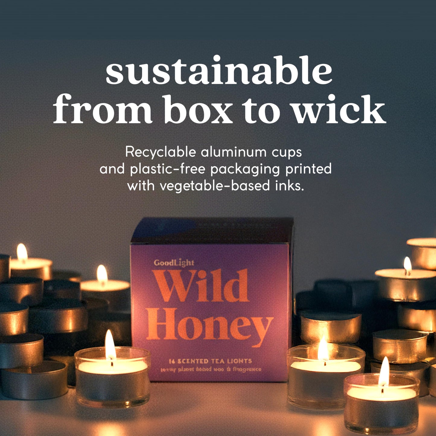 GoodLight Scented Vegan and Paraffin-Free Tea Light Candles (16 Count, Wild Honey)
