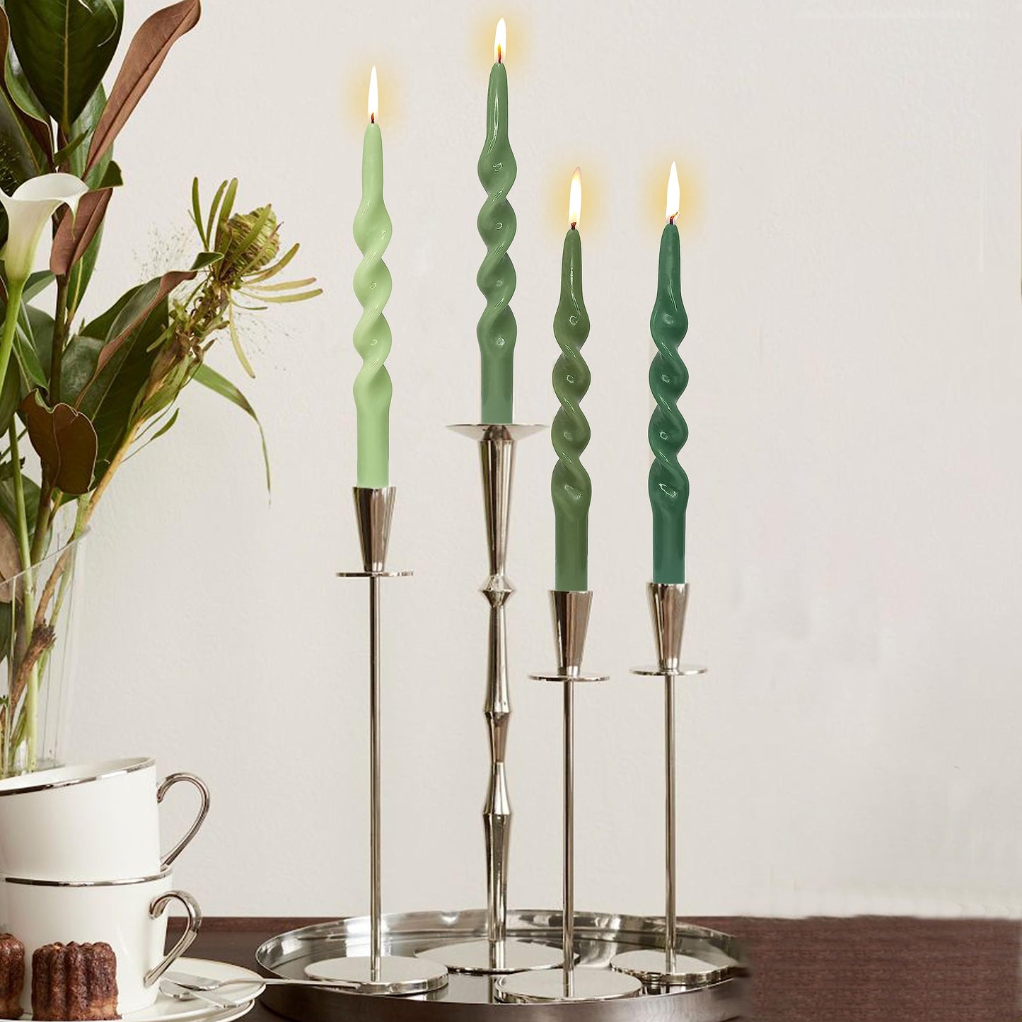 Spiral Taper Candle Twisted Candlesticks Unscented Candles Gradient Handmade Candle Stick Dinner Candlesticks for Home Décor Weddings Festive Seasons Holiday