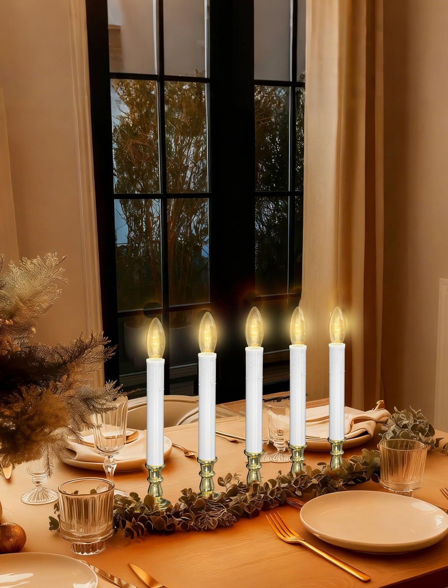 Txcigech 10PCS Christmas LED Window Candles with Timer, Flameless Candle with Suction Cups Battery Operated for Christmas Home Wedding Decor