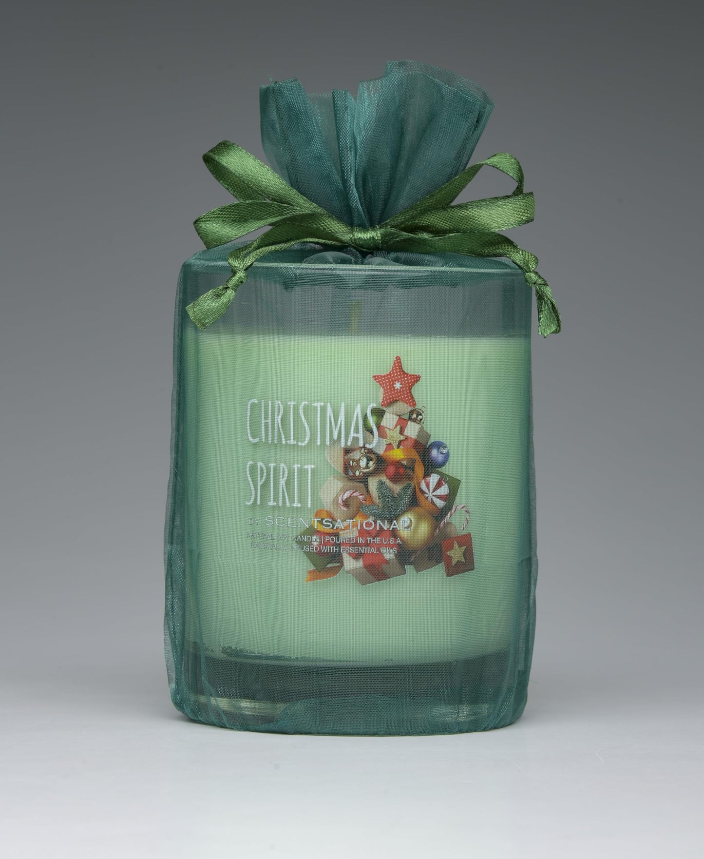 Scentsational Christmas Spirit Scented Soy Candle, 11 oz, Natural Essential Oils, 50-60 Hour Burn Time, Gift Bag Included