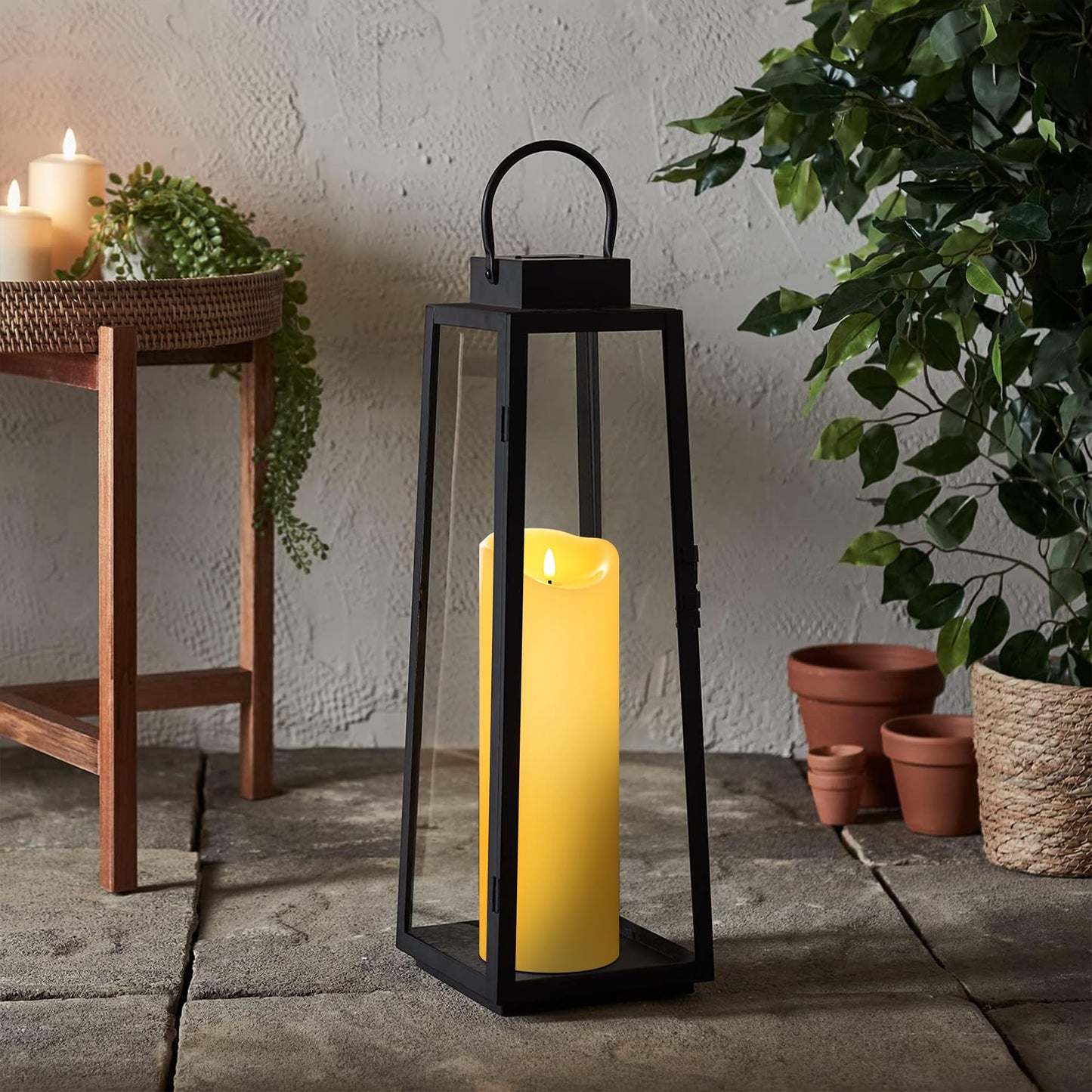 Mingfuxin Outdoor Flameless Candles with Remote, 12" X 4" Waterproof LED Pillar Candles Battery Operated for Lartern Porch, Set of 2