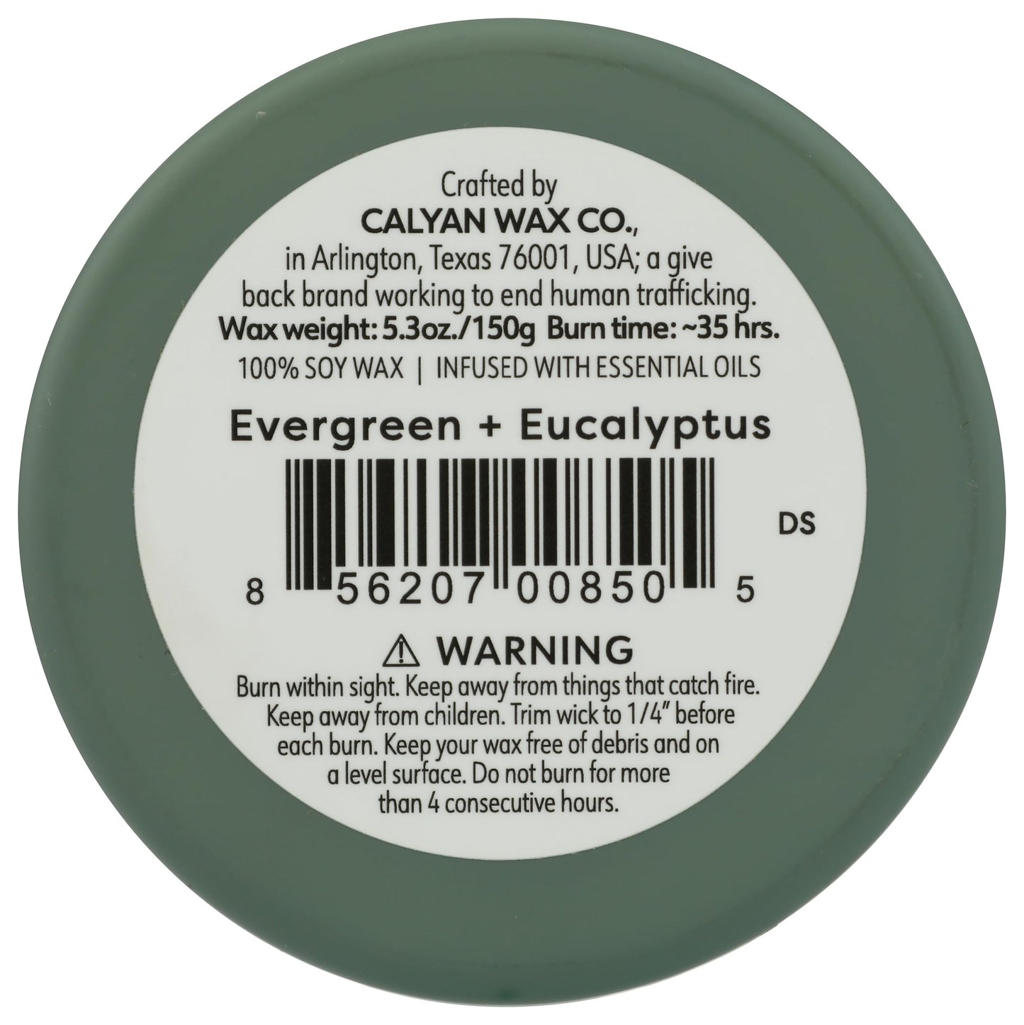 Calyan Wax Co. Dignity Series Evergreen & Eucalyptus Scented Candle - 35 Hour Burn - Luxury Clean Soy Wax Candles - Long Lasting Green Glass Jar Candle for Home - 5.3oz