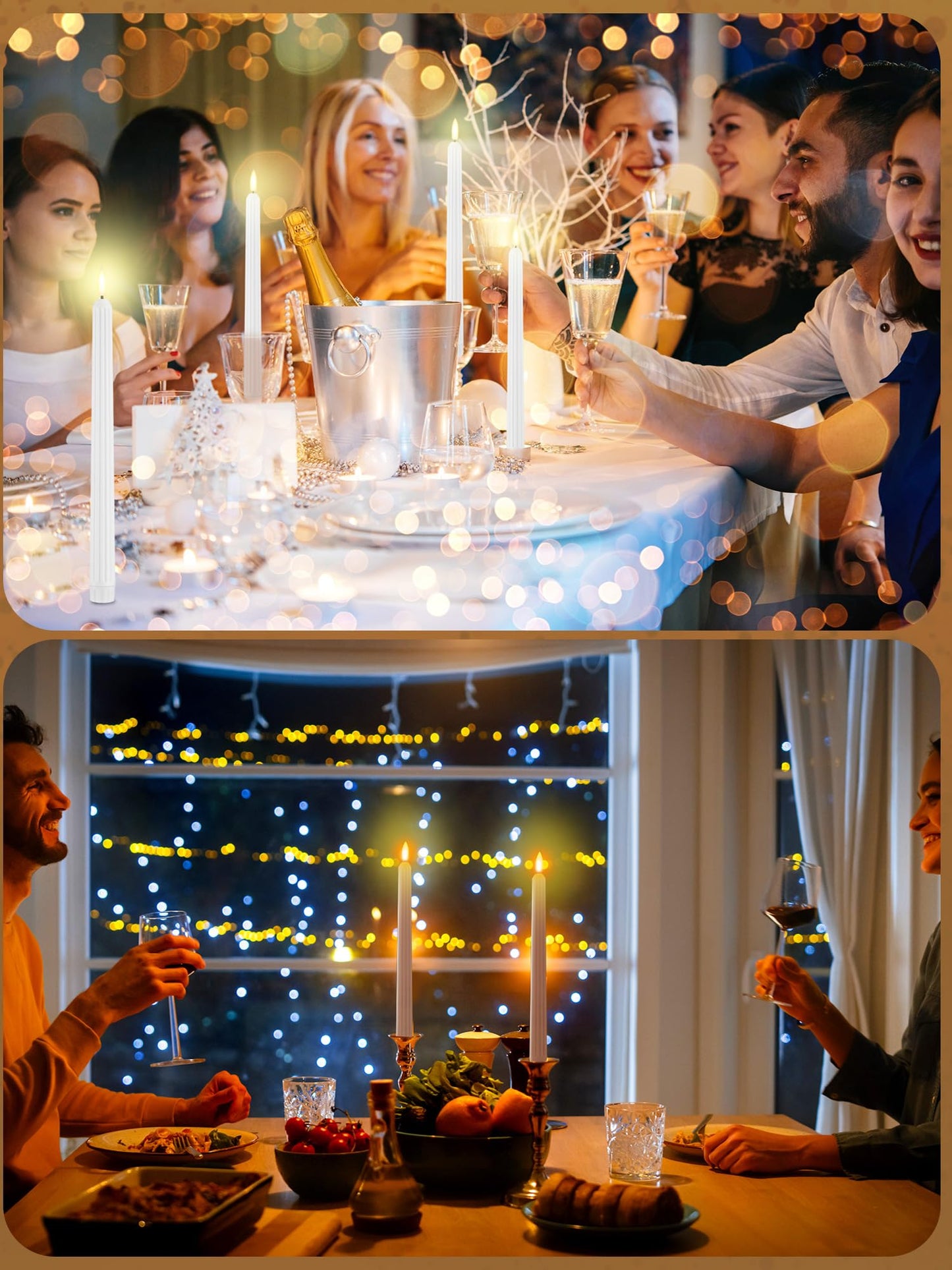 Funtery 48 Pcs Flameless LED Taper Candles Battery Operated Candles Bulk Realistic LED Candlesticks Flickering for Wedding Church Graduation Party Home Decor(White,Romantic Style)