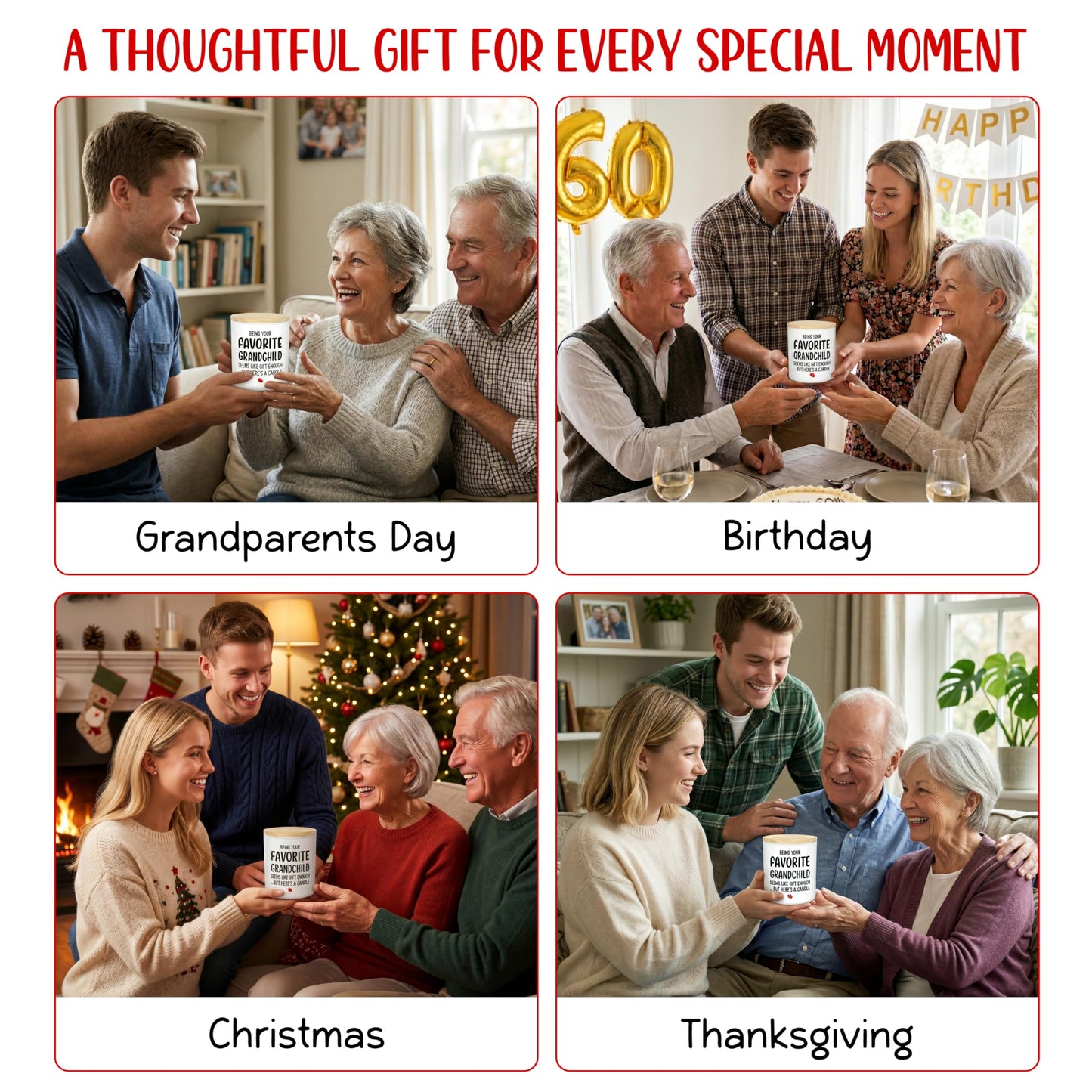 TEEZWONDER Grandma Mothers Day Gift from Granddaughter Grandson Grandkids – Scented Candle Vanilla Lavender 10oz – Mothers Day Fathers Day Birthday Gifts for Grandma Papa Grammy Mimi Nana Grandpa