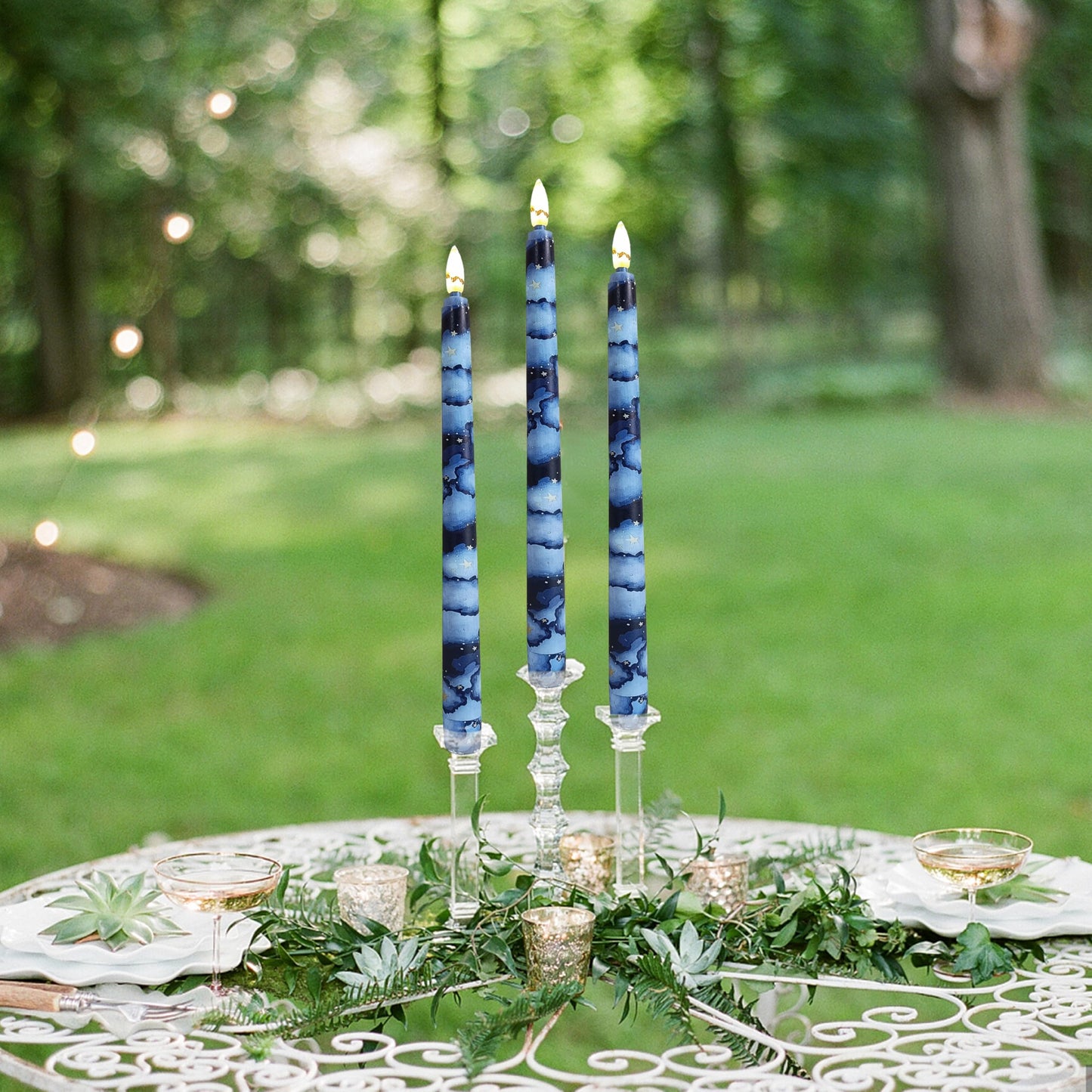 FCMSHAMD 6PCS Starry Sky Flameless Taper Candles, 11 Inch LED Candlesticks Battery Operated with 11-Key Remote and Timer, 3D Flickering Flame Lights for Wedding Party Home Decor Gifts