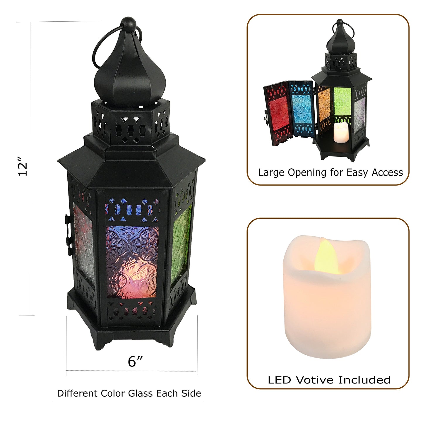 allgala Glass Moroccan Candle Lantern
