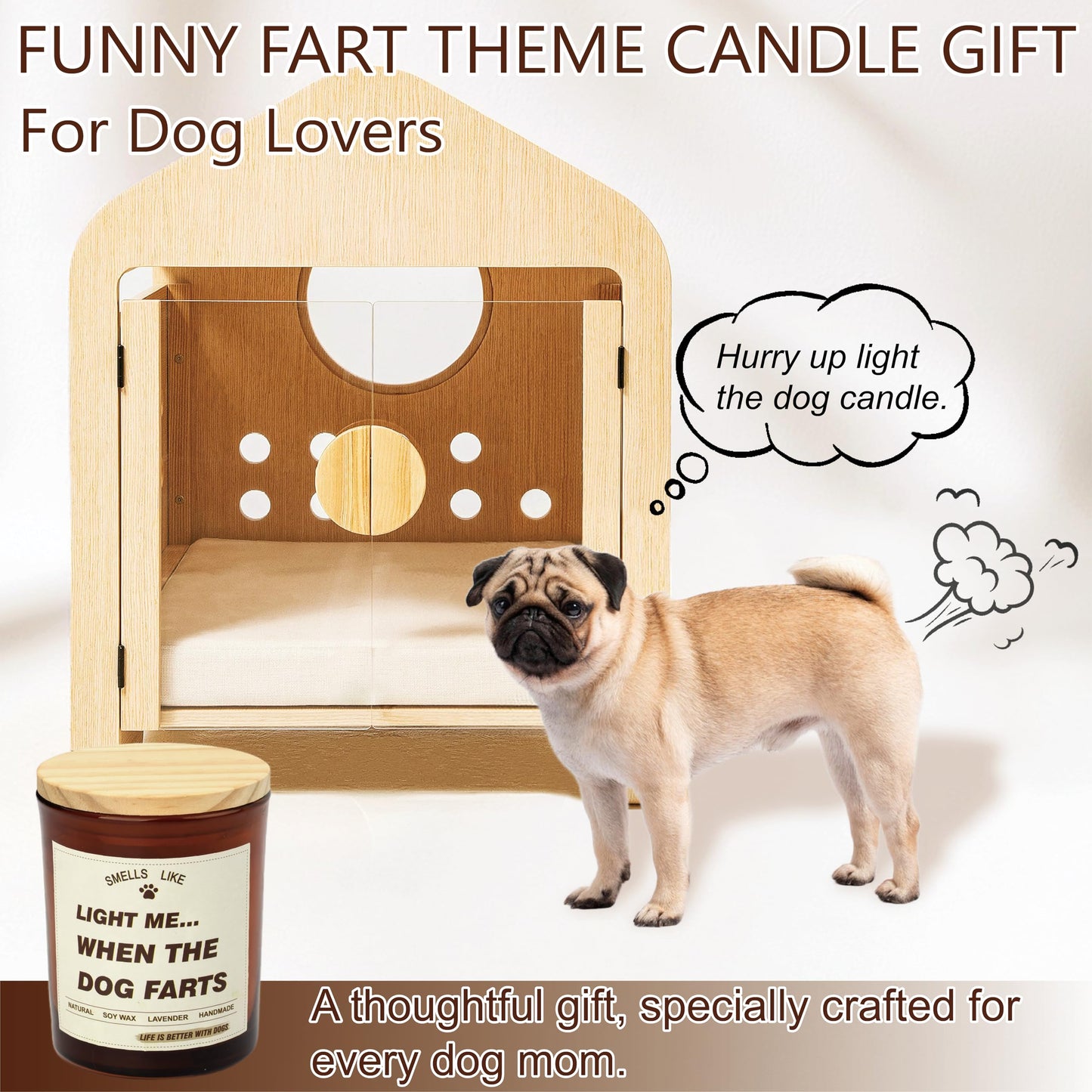 Auralome Candle Gifts for Women - Dog Mom Candles Lavender Light Me When The Dog Farts Pet Friendly Safe Scented Candle Themed Gifts Soy Wax Present Idea Funny for Pet Lovers Home Decor