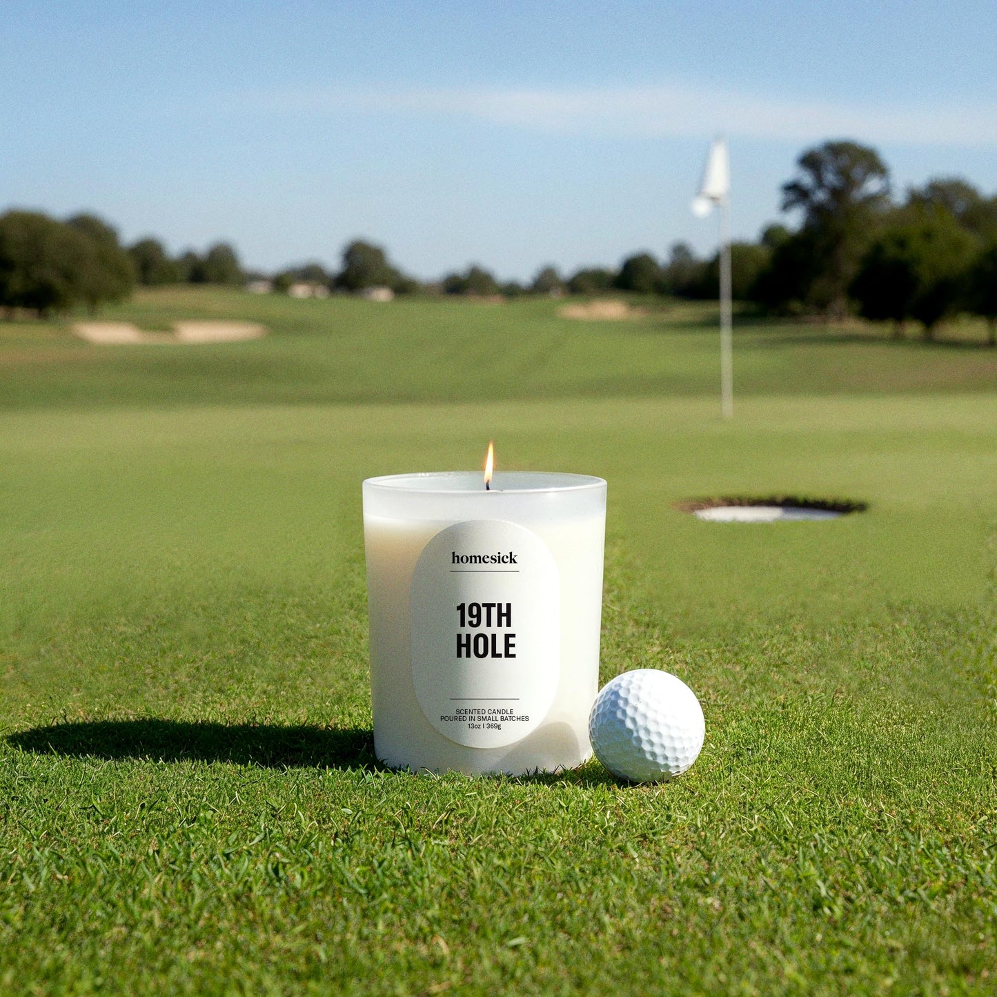 Homesick Scented Candle for Home (19th Hole) - 13.75 oz Natural Soy Candle in Citrus Sweet Tea Mahogany Non-Toxic Scent, 60-Hour Burn, Organic Cotton Wick - Wedding & Engagement Gifts in Reusable Jar