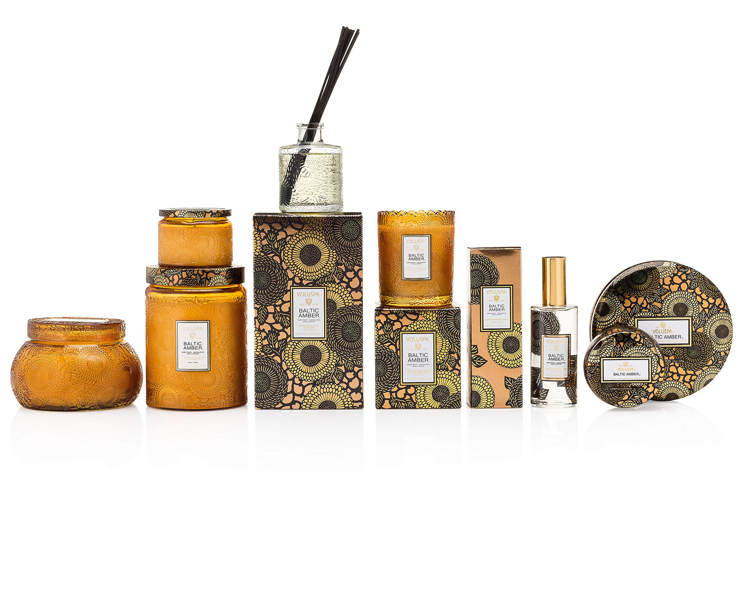 Voluspa Baltic Amber Candle | 14 Oz. | 50 Hour Burn Time | Embossed Glass Chawan Bowl | Coconut Wax and Natural Wicks for a Cleaner Burn | Vegan