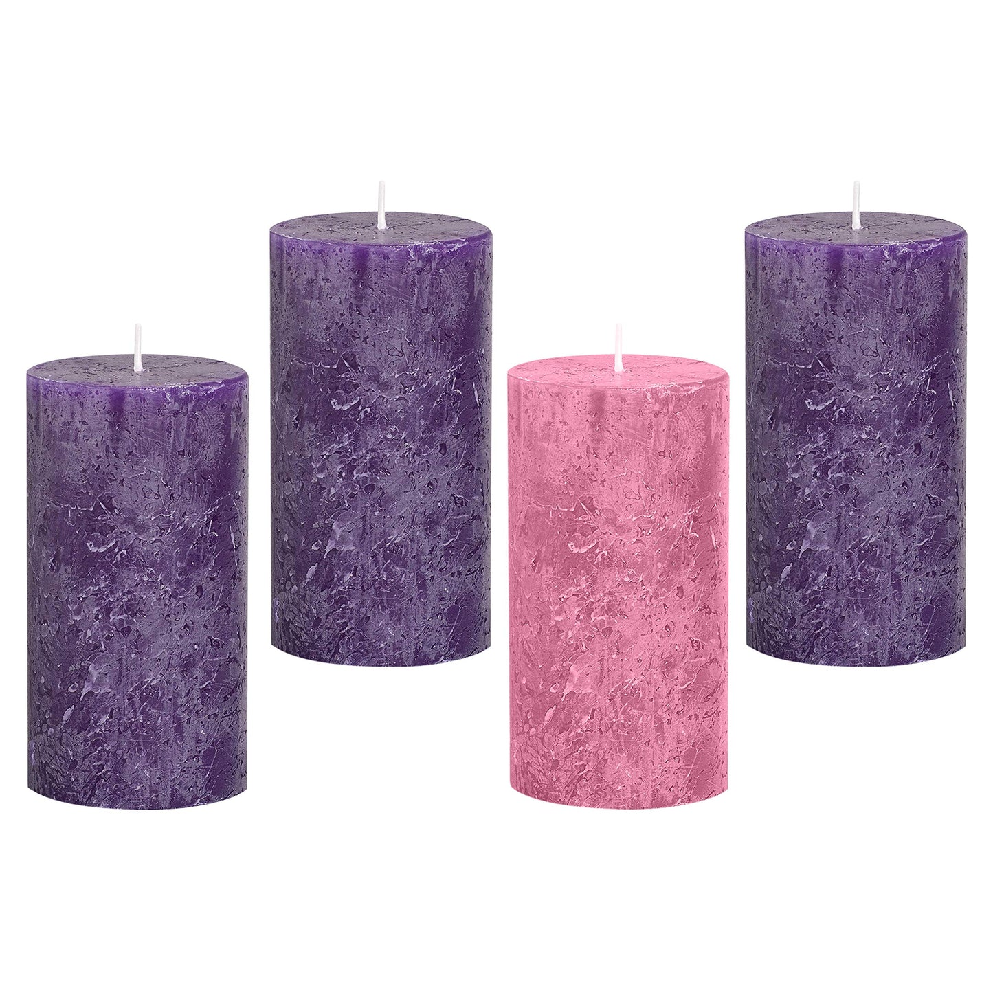 Advent Candle Set of 4 - Rustic Pillar Advent Candles - Made in The USA - Christmas Advent Candles for Advent Rings, Advent Wreaths, Ring and Wreath Candle Holders - Church & Home Decoration Unscented