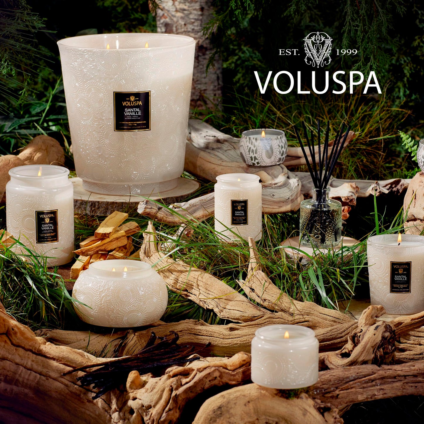Voluspa Santal Vanille Candle, 18 oz, Coconut Wax Blend, Scented Candles for Home, 100 Hour Burn Time, Candle Jars