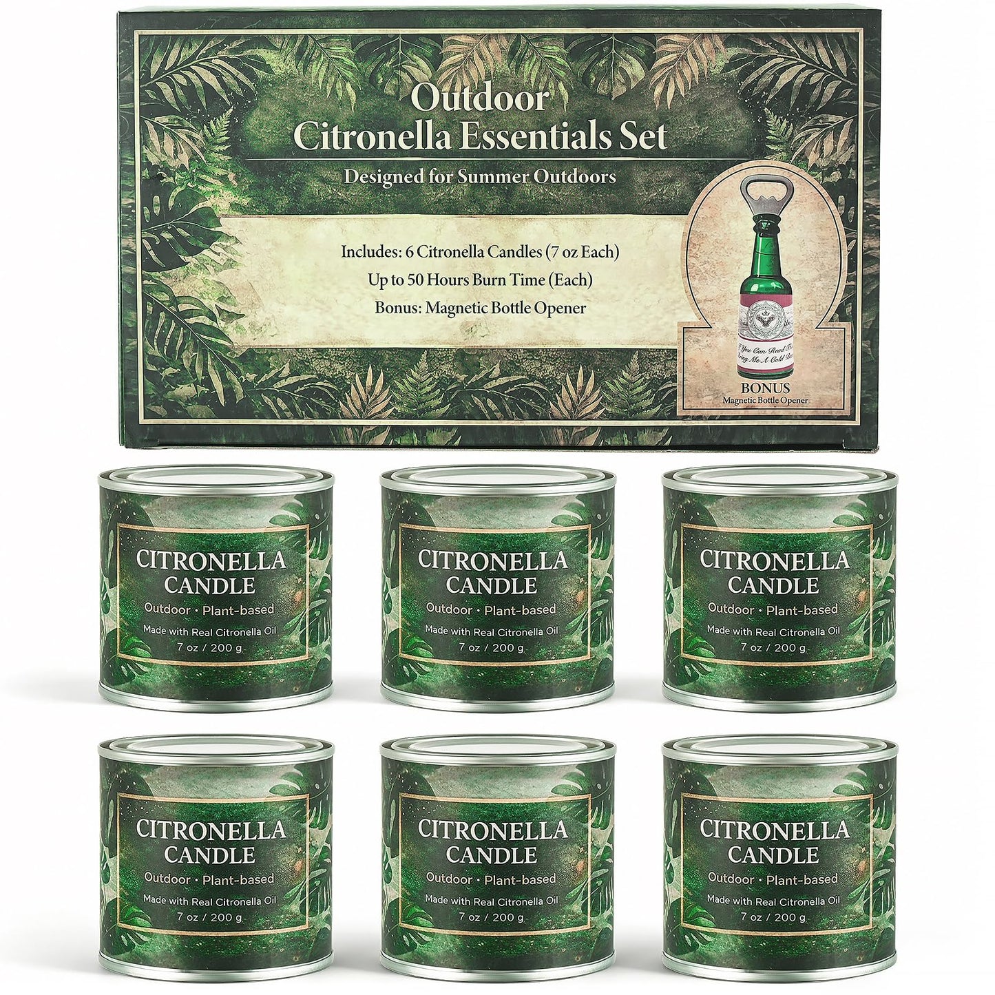 Citronella Candles Outdoor 6 Pack,42 Oz 300 Hours Long Lasting Burn Citronella Candles,Citronellas Candle Set with Fresh Citronellas Oil and Natural Soy Wax for Camping,Garden,Patio,Yard,Balcony