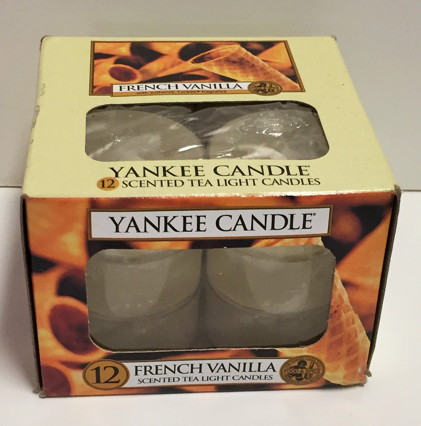 Yankee Candle French Vanilla Tea Light Candles, Food and Spice Scent, Ivory