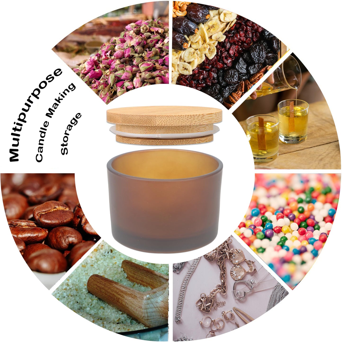 MILIVIXAY 20 Pack 4 OZ Frosted Amber Glass Candle Jars with Lids and Candle Making Kits - Bulk Wide Mouth Small Empty Candle Jars for Making Candles - Spice, Powder Containers.