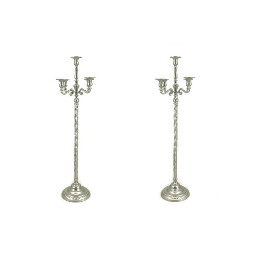 Metal Candelabra for Home Decor, 5-Candle Candle Holders, Gold Candlestick Holders, Tall Candelabras Use in Restaurant, Party and Wedding(Silver,Small)