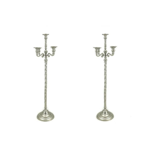 Metal Candelabra for Home Decor, 5-Candle Candle Holders, Gold Candlestick Holders, Tall Candelabras Use in Restaurant, Party and Wedding(Silver,Small)