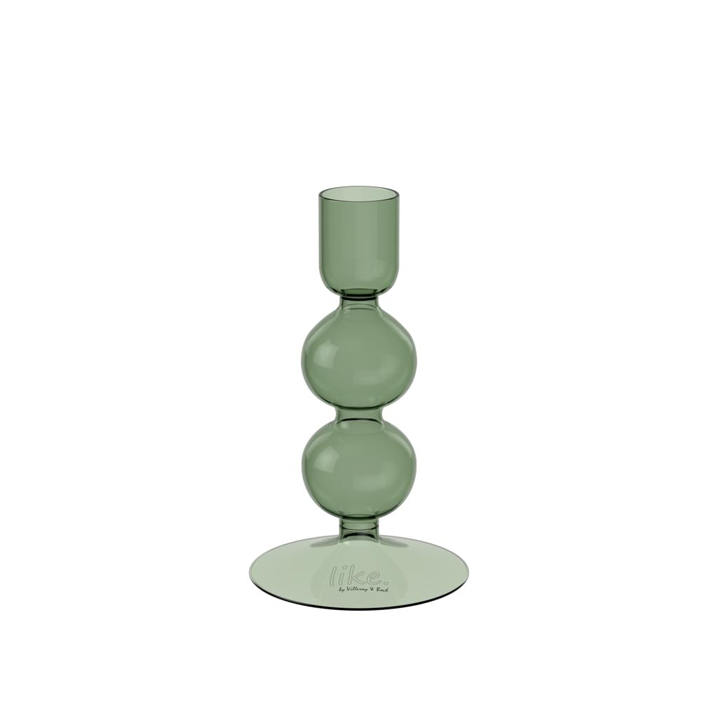 like. by Villeroy & Boch - Like Home Sage Candleholder, Elegant Glass Candleholder for Taper Candles, Home Decoration, Modern Design,Borosilicate Glass, Green