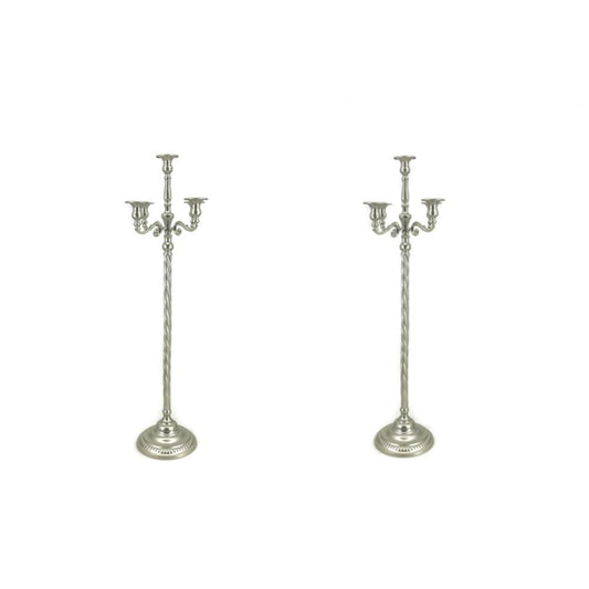 Metal Candelabra for Home Decor, 5-Candle Candle Holders, Gold Candlestick Holders, Tall Candelabras Use in Restaurant, Party and Wedding(Silver,Medium)