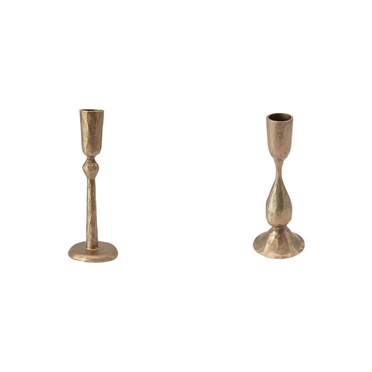Creative Co-Op Hand-Forged Metal Taper Candle Holders (Set of 2)