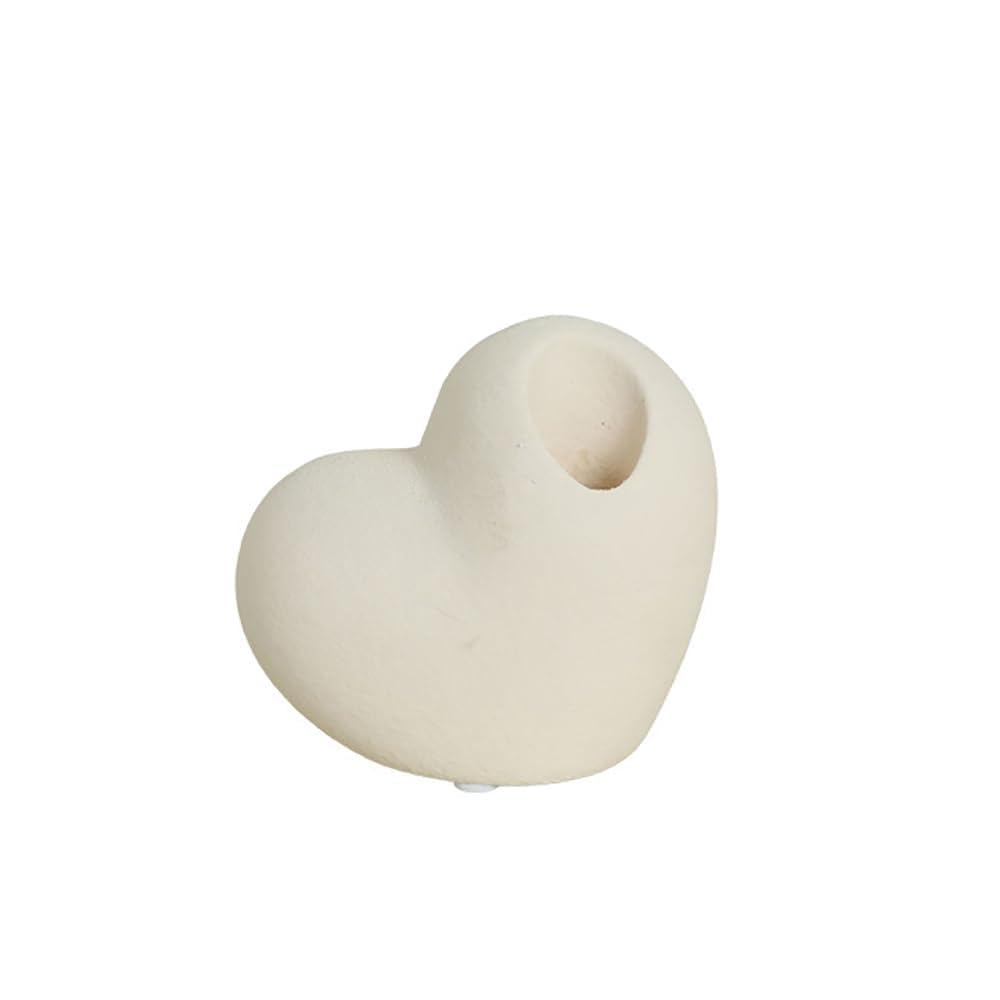 Valentines Day Ceramics Candlestick Holders Heart Candle Holders Decor for Mantel Wedding Festival Party Table Centerpiece Romantic Gift (White Frosted 1)
