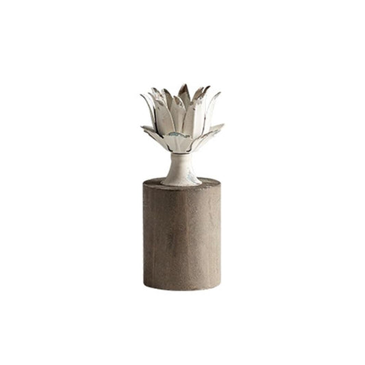 YUHUAWF Candle Holderss Vintage Distressed Wooden Candlestick Ornaments Elegant Candle Holder for Wedding Christmas Party Home Decoration Decorative Candlestick(Small)