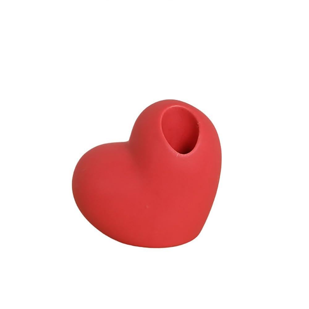 Valentines Day Ceramics Candlestick Holders Heart Candle Holders Decor for Mantel Wedding Festival Party Table Centerpiece Romantic Gift (Red Matte 1)