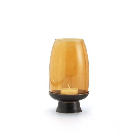 Candlestick Holders Ceramic Candlestick with Glass Lampshade Household Aromatherapy Candle Holder Tea Room Decoration Candle Holders