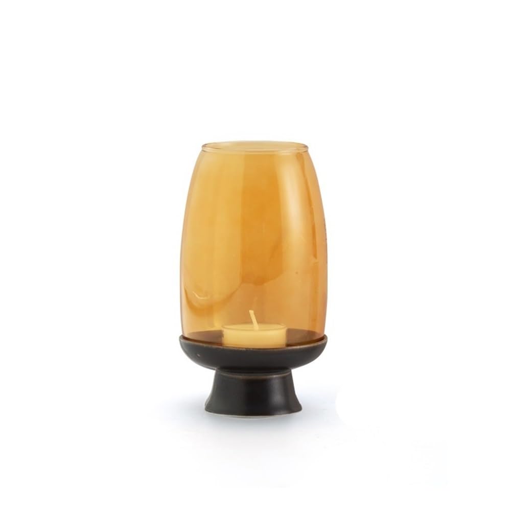 Candle Holders Ceramic Candle Holder with Glass Lampshade, Household Aromatherapy Candle Holder, Tea Room Decoration Decorative Candle Holder