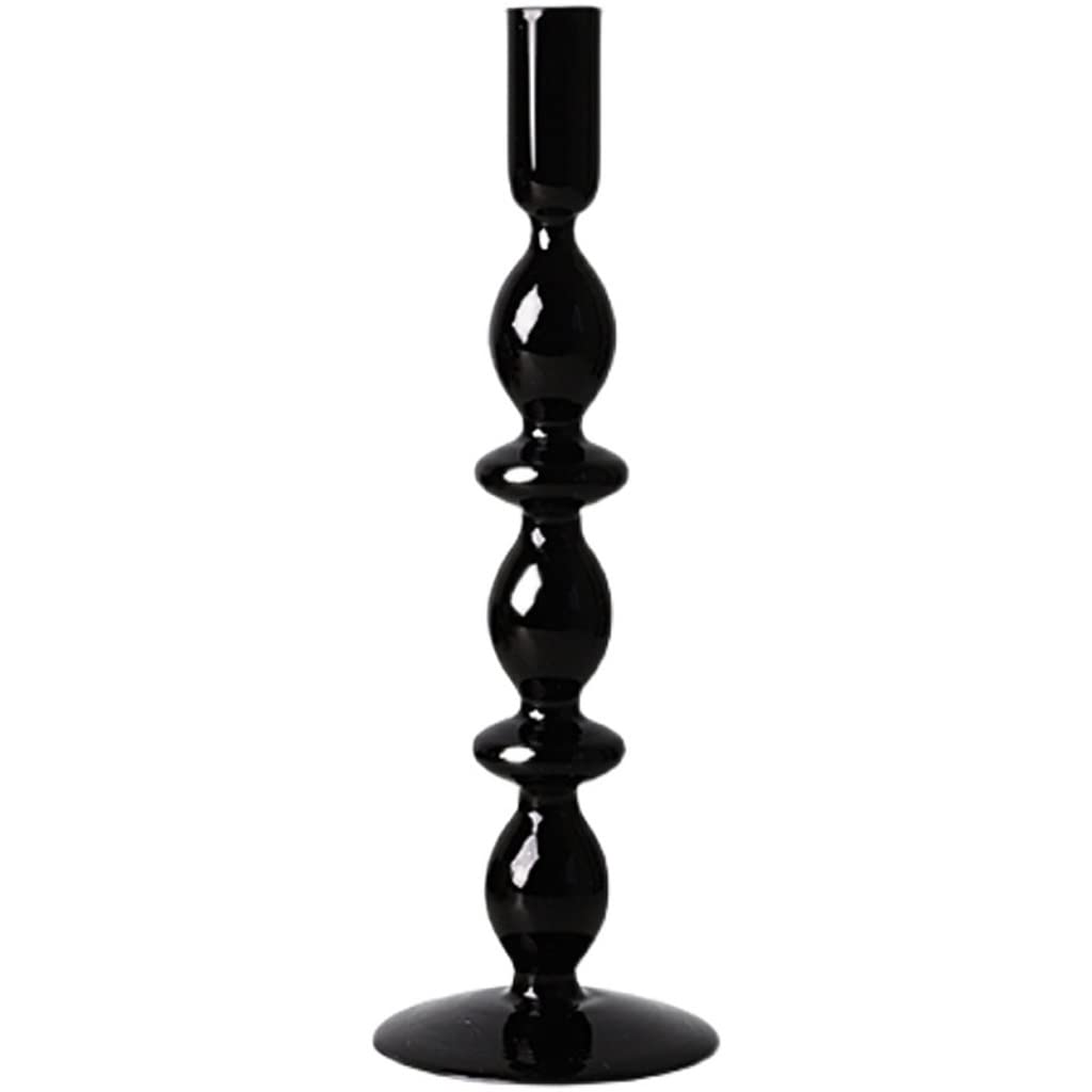 Candle Holder Modern Black Glass Candle Holder Table Top Candle Holder Ornament Suitable for Dinner Living Room Kitchen Dining Room Centerpiece Table Decorations