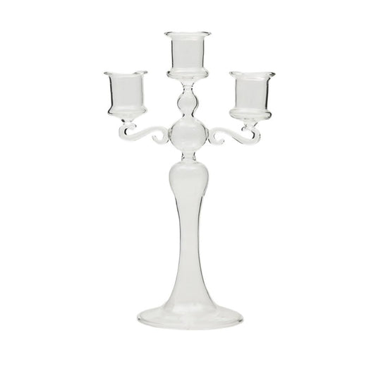 YUHUAWF Candle Holderss Creative Glass Candlestick Colorful Three-Head Candlestick Home Decoration Wedding Shooting Props Decorative Candlestick(Clear)