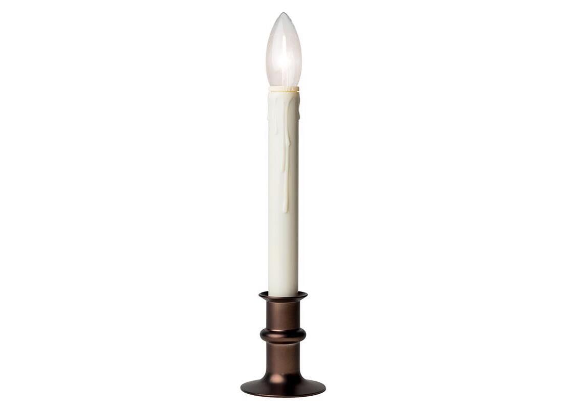 Battery Operated LED Window Candles with Streetside Brightness Dual LED Bulb with Daily Timer and Adjustable Height (Bronze)