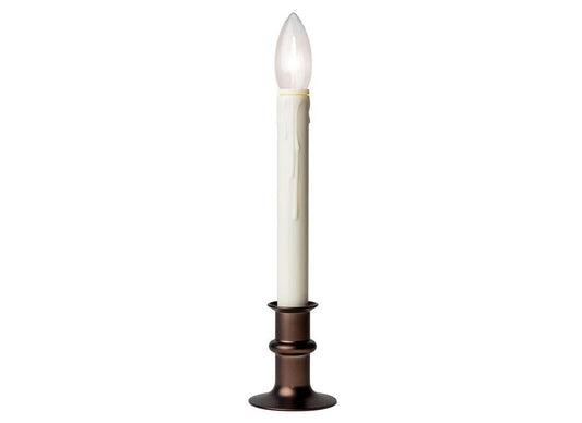 Battery Operated LED Window Candles with Streetside Brightness Dual LED Bulb with Daily Timer and Adjustable Height (Bronze)