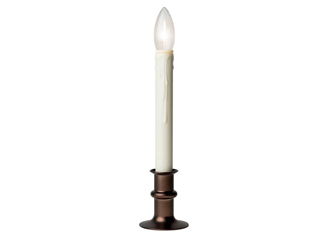 Battery Operated LED Window Candles with Streetside Brightness Dual LED Bulb with Daily Timer and Adjustable Height (Bronze)