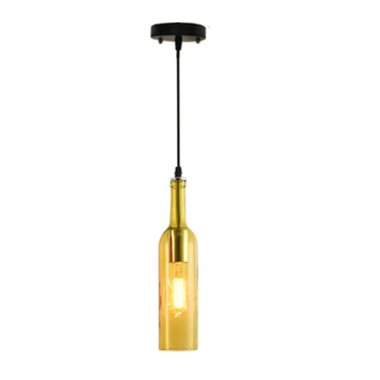 Modern Chandelier Colored Glass Wine Bottle Pendant Light, Creative Retro Vintage Industrial Chandelier, Ceiling Hanging Lamp Fixtures Decoration for Cafe Restaurant Kitchen Island Dining Bar Loft Han