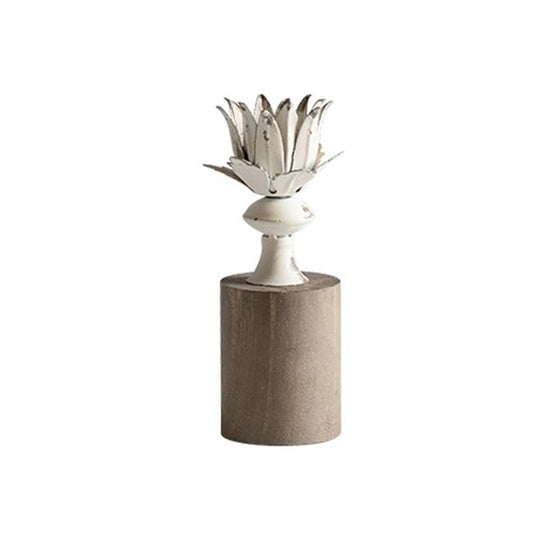 Candle Holders Vintage Weathered Wooden Candlestick Ornaments Elegant Candle Holder for Wedding Christmas Party Home Decoration Decorative Candlestick(Large)
