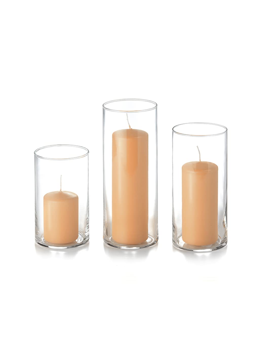 yummi Set of 12 Slim Pillars and Cylinder Vases - Caramel