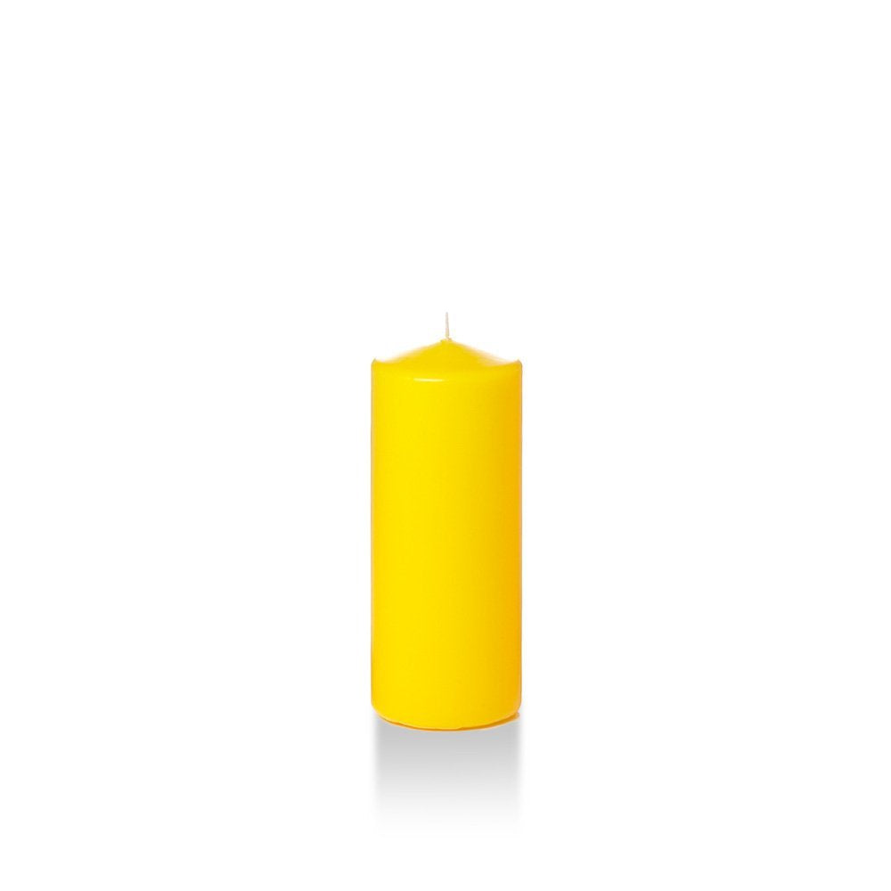 yummi 2.25" x 5" Bright Yellow Slim Round Pillar Candles - 4 per Pack